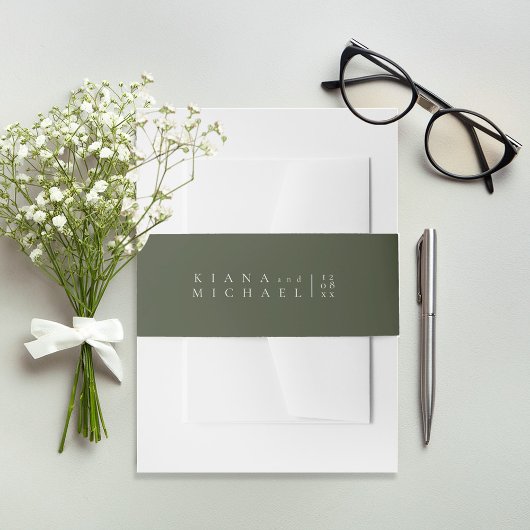 Einfach Chic Wedding Moss Green ID1046 Einladungsbanderole