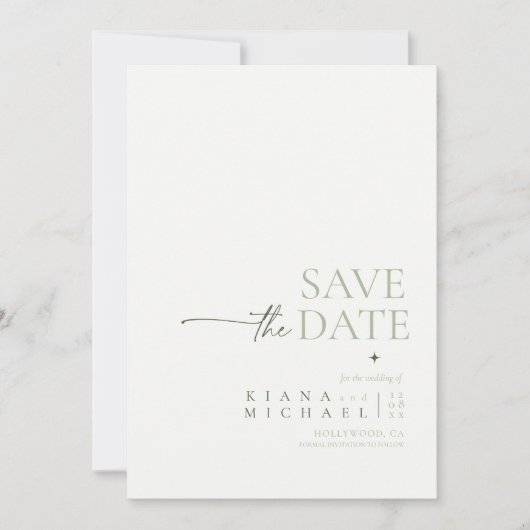 Einfach Chic Wedding Pearl White Vert ID1046 Save The Date (Vorderseite)