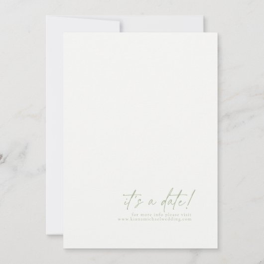 Einfach Chic Wedding Pearl White Vert ID1046 Save The Date (Rückseite)