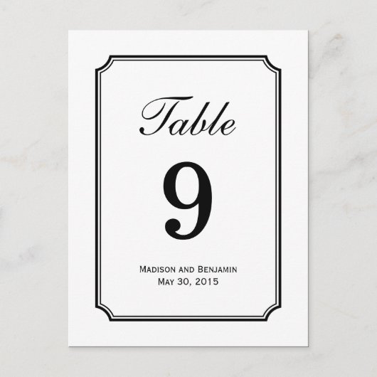 Einfach Chic Wedding Tischnummer Card (Vorderseite)