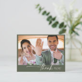 Einfach Chic Wedding Vielen Dank Moss Green ID1046 Dankeskarte (Stehend Vorderseite)