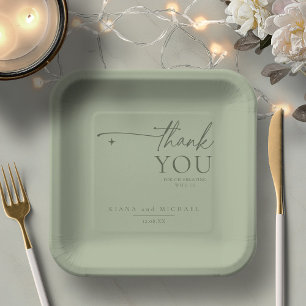 Einfach Chic Wedding Vielen Dank Sage Green ID1046 Pappteller