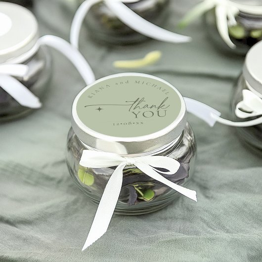 Einfach Chic Wedding Vielen Dank Sage Green ID1046 Runder Aufkleber