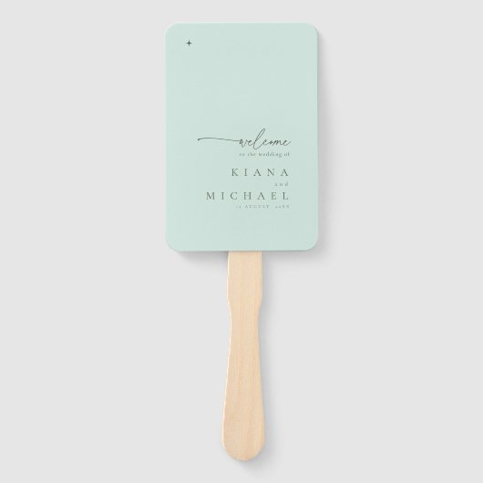 Einfach Chic Wedding Welcome Program Aquamarin ID1 Fächer (Vorderseite)