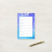 Einfach Chic Weekly Planner | Aquarellblau Post-it Klebezettel (Auf Schreibtisch)
