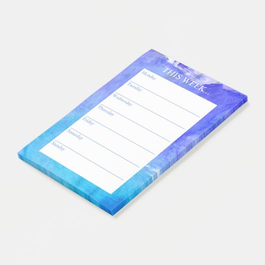 Einfach Chic Weekly Planner | Aquarellblau Post-it Klebezettel (angewinkelt)