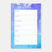 Einfach Chic Weekly Planner | Aquarellblau Post-it Klebezettel (Vorderseite)
