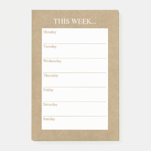 Einfach Chic Weekly Planner Rustikale Kraft Post-it Klebezettel