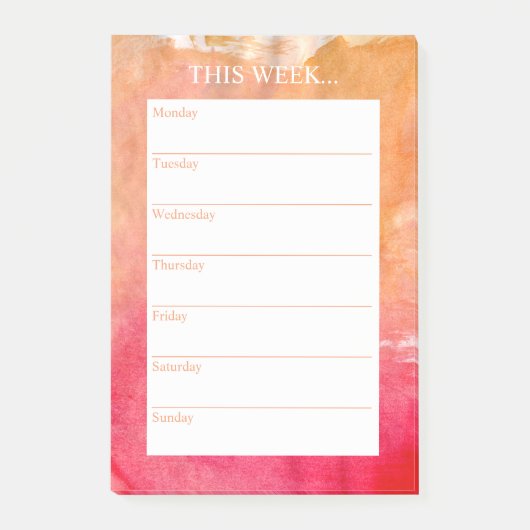 Einfach Chic Weekly Planner | Wasserfarbe Post-it Klebezettel (Vorderseite)