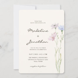 Einfach Chic Wildblume Beige Hochzeit Einladung