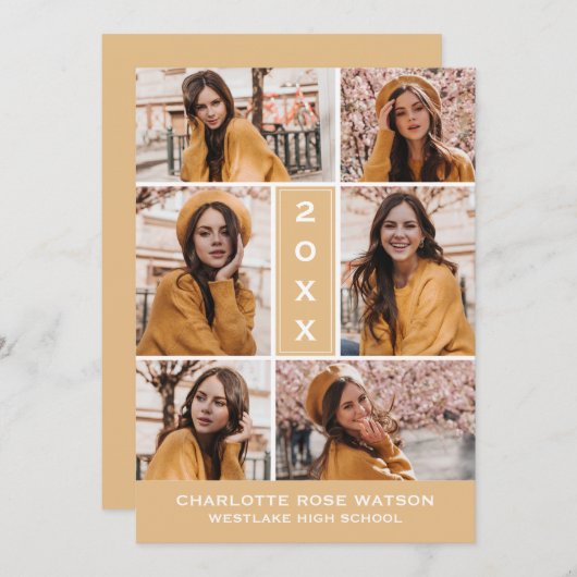 EINFACH CHISCHER FOTO-COLLAGE-ABSCHLUSS EINLADUNG (Vorne/Hinten)