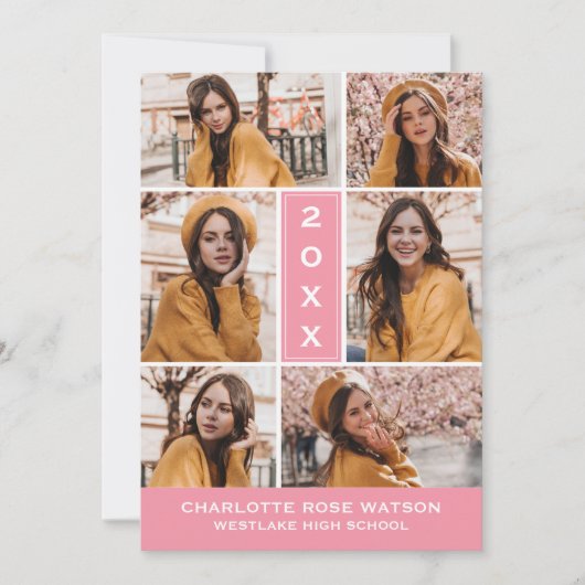 EINFACH CHISCHER FOTO-COLLAGE-ABSCHLUSS EINLADUNG (Vorderseite)