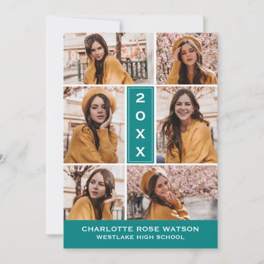 EINFACH CHISCHER FOTO-COLLAGE-ABSCHLUSS EINLADUNG (Vorderseite)