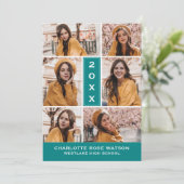 EINFACH CHISCHER FOTO-COLLAGE-ABSCHLUSS EINLADUNG (Stehend Vorderseite)