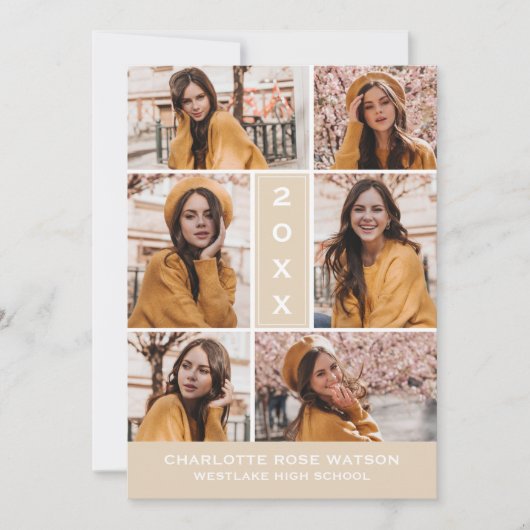 EINFACH CHISCHER FOTO-COLLAGE-ABSCHLUSS EINLADUNG (Vorderseite)