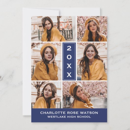 EINFACH CHISCHER FOTO-COLLAGE-ABSCHLUSS EINLADUNG (Vorderseite)