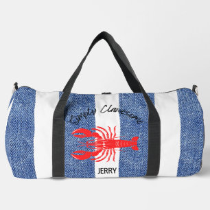 "Einfach Clawesome" gestreifter nautischer Namense Duffle Bag