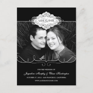 Einfach Couture Save the Date Postkarte - Schwarz