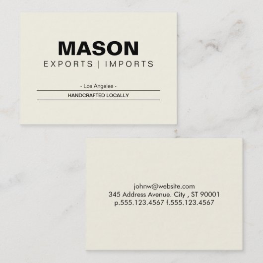 einfach | Creme Visitenkarte (Vorne/Hinten)