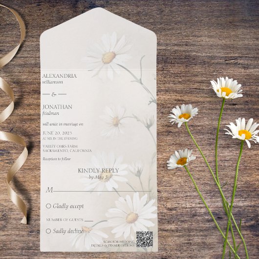 Einfach Daisies QR Code All In One Einladung