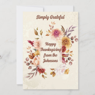 Einfach dankbar   Elegante Blumen-Thanksgiving-Kar Einladung