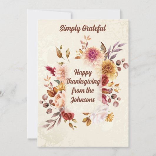 Einfach dankbar | Elegante Erntedank-Karte Einladung (Vorderseite)