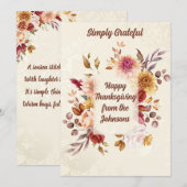 Einfach dankbar | Elegante Erntedank-Karte Einladung (Vorne/Hinten)