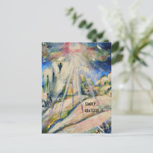 "Einfach dankbar" inspirierende Postkarte (Stehend Vorderseite)