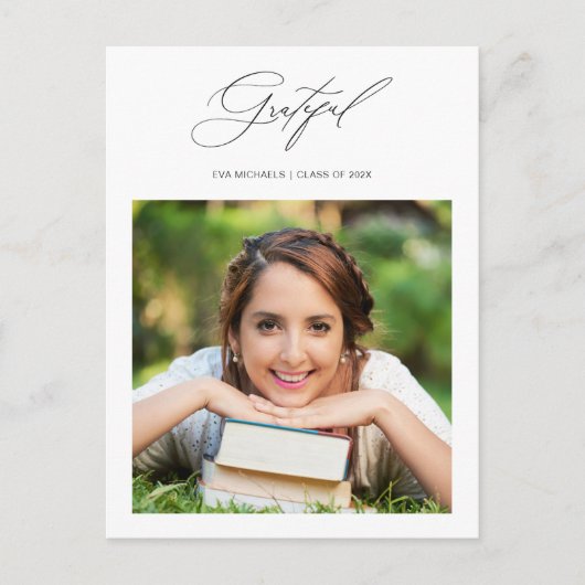Einfach dankbarer Abschluss Foto Vielen Dank Postkarte (Vorderseite)