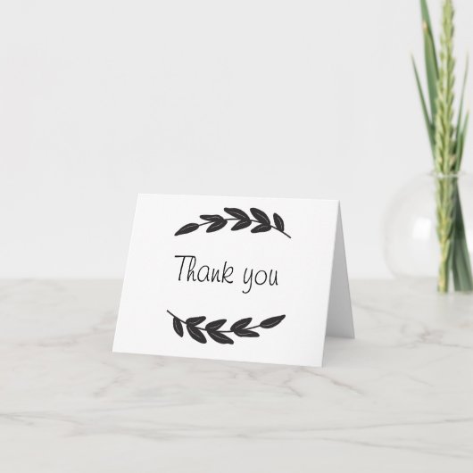 Einfach danke, dass Sie Kranz schwarz und weiß Dankeskarte (Vorderseite)