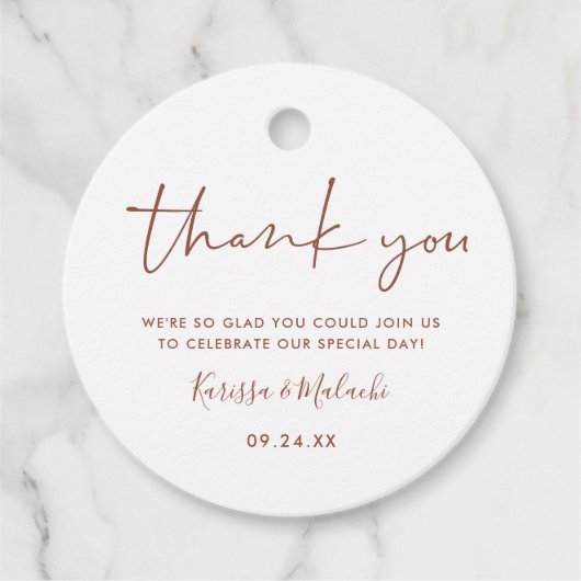 Einfach danke, dass Sie Rost und White Wedding Nam Geschenkanhänger (Vorderseite)