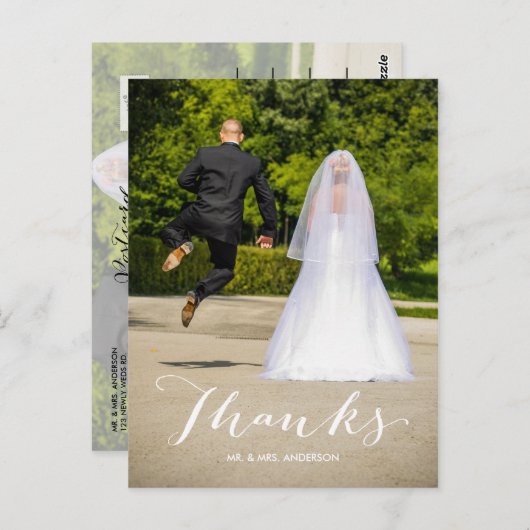 Einfach danke Foto Wedding Vielen Dank Postcard Postkarte (Vorne/Hinten)