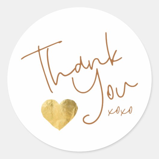 Einfach danke Ihnen Kupfer + Gold Heart Hand gesch Runder Aufkleber (Vorderseite)
