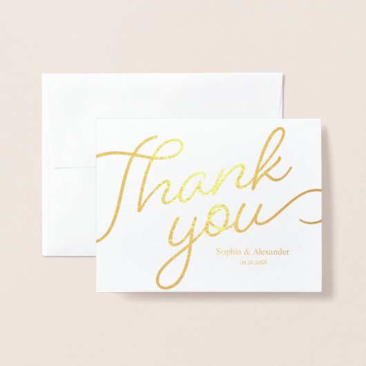 Einfach Danke, Kalligrafie Script Wedding Gold Folienkarte (Vorderseite mit Umschlag)