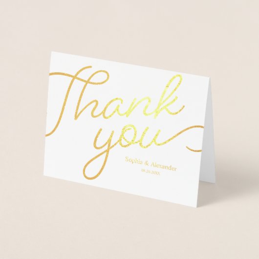 Einfach Danke, Kalligrafie Script Wedding Gold Folienkarte (Vorderseite)