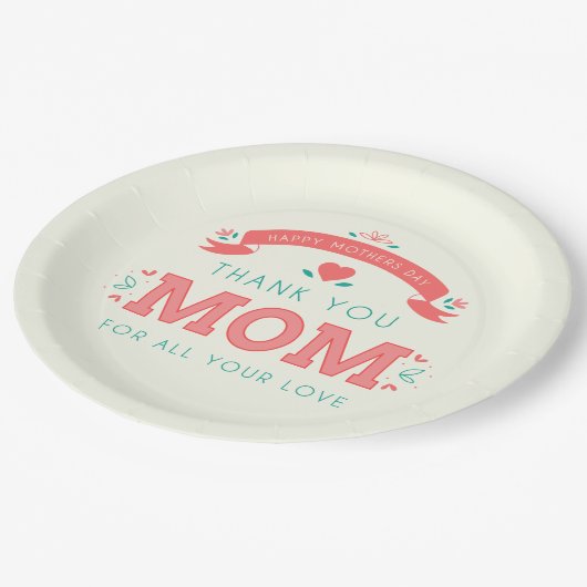 Einfach danke Mama Muttertag | Papierplatte Pappteller (Schrägansicht)