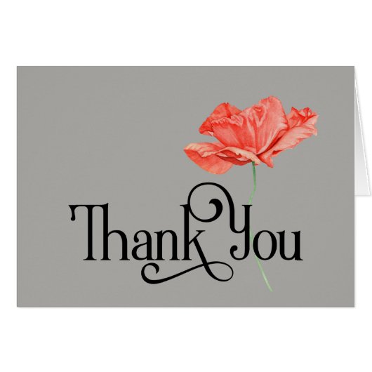 Einfach Dankeschön Design mit schönem roten Mohn (Vorderseite (Horizontal))