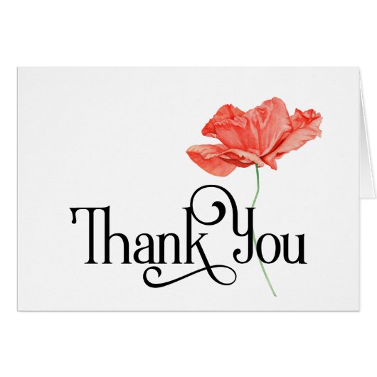 Einfach Dankeschön Design mit schönem roten Mohn (Vorderseite (Horizontal))
