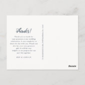 Einfach Dankeschön Foto Wedding Blue Postkarte (Rückseite)