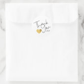 Einfach Dankeschön Gold Heart Hand geschrieben Runder Aufkleber (Tasche)