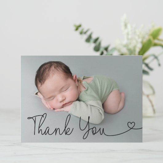 Einfach Dankeschön Script Baby Foto Ankündigung (Stehend Vorderseite)