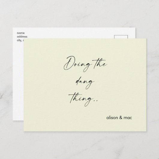 Einfach das Dang-Ding Save the Date machen Postkarte (Vorne/Hinten)