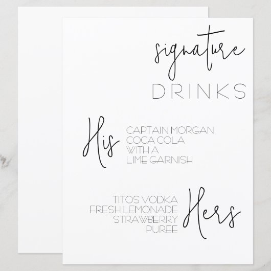 Einfach das Menü "Bar" mit einfachen Unterschrifte (Vorne/Hinten)