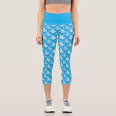 Einfach das Muster "White and Blue Dove Bird" Capri Leggings (Vorderseite)
