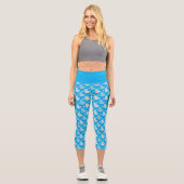 Einfach das Muster "White and Blue Dove Bird" Capri Leggings (Vorderseite)