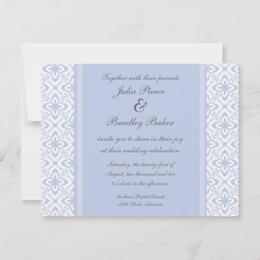 Einfach Dazzling Damask Wedding Einladung, Light B Einladung (Vorderseite)