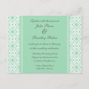 Einfach Dazzling Damask Wedding Einladung, Mint Gr Einladung