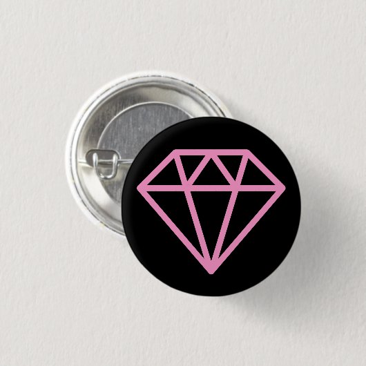 Einfach Diamant - Rosa auf schwarz Button (Vorne & Hinten)