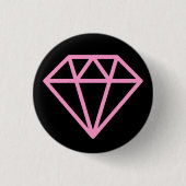 Einfach Diamant - Rosa auf schwarz Button (Vorderseite)