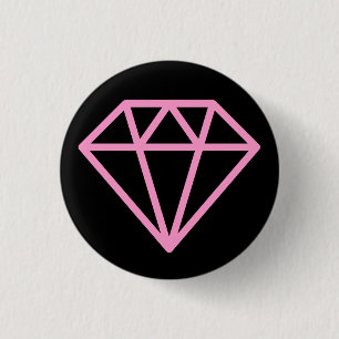 Einfach Diamant - Rosa auf schwarz Button